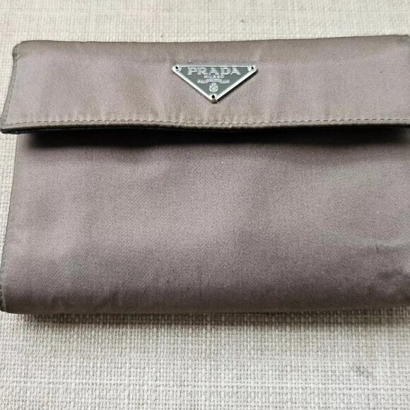 Prada Wallet Cardholder Leather/satin Trifold Purse Billfold Made in Italy Auth - Picture 1 of 12